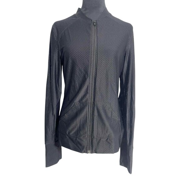ANATOMIE Size Large  Top Jacket Zip Up Black Long Sleeve Perforated - Picture 1 of 9